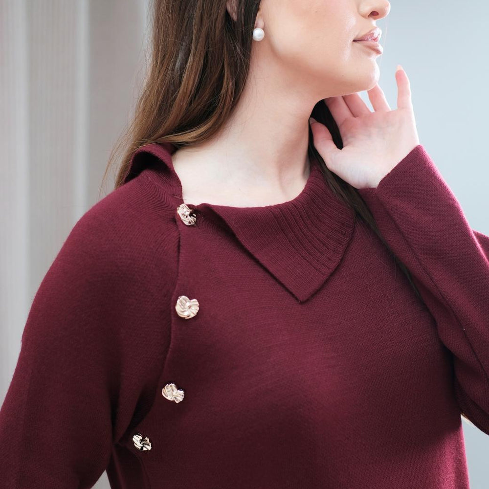 
                      
                        Mirren Burgundy Knit Dress
                      
                    