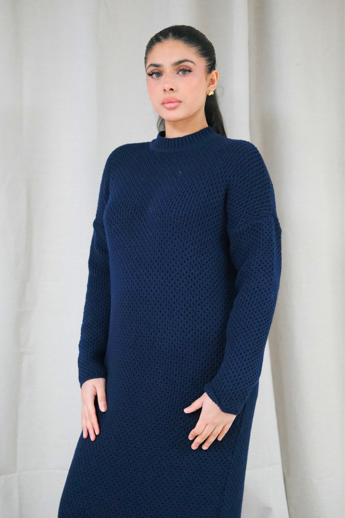 Alma Navy Knit Dress