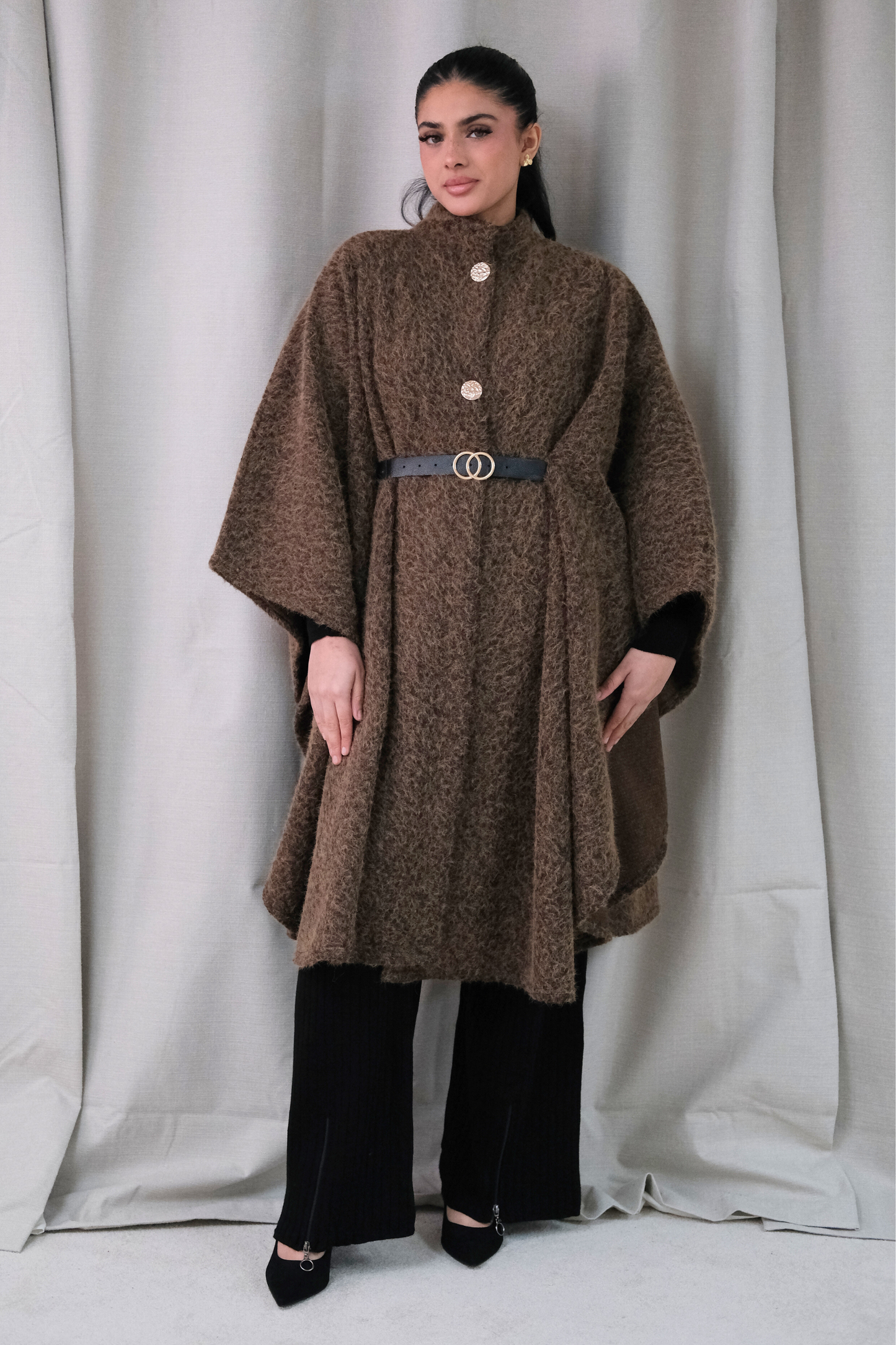 The Alara Brown Belted Cape