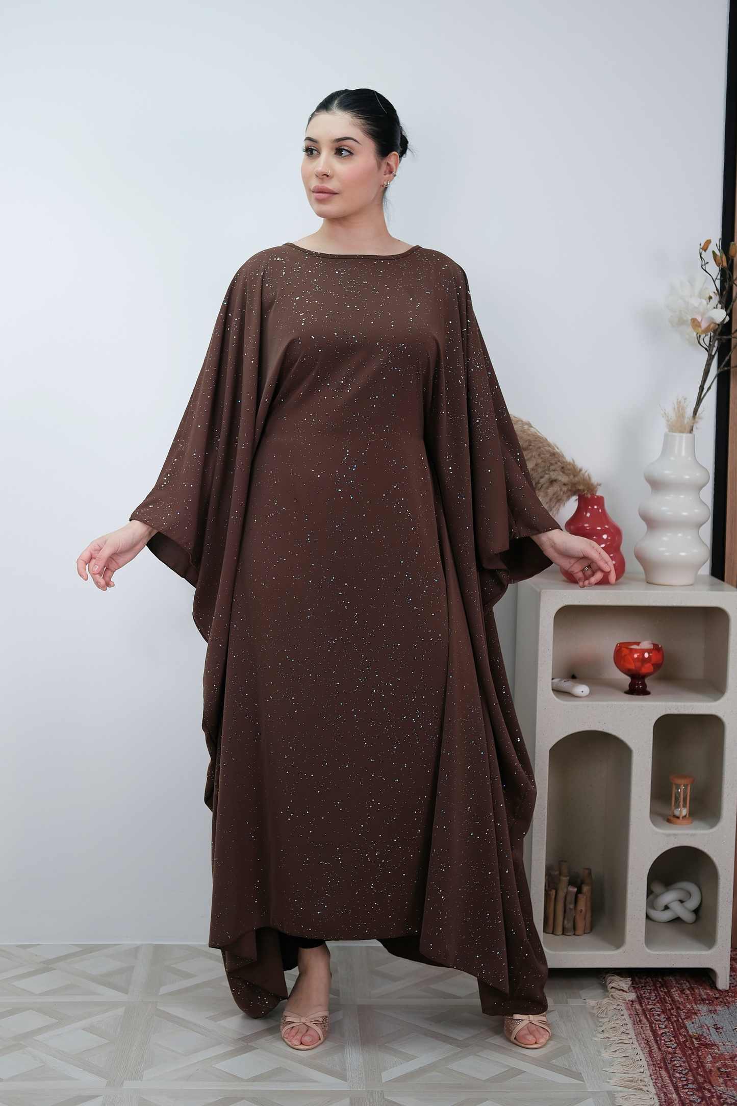 Solea Brown Drape Kaftan
