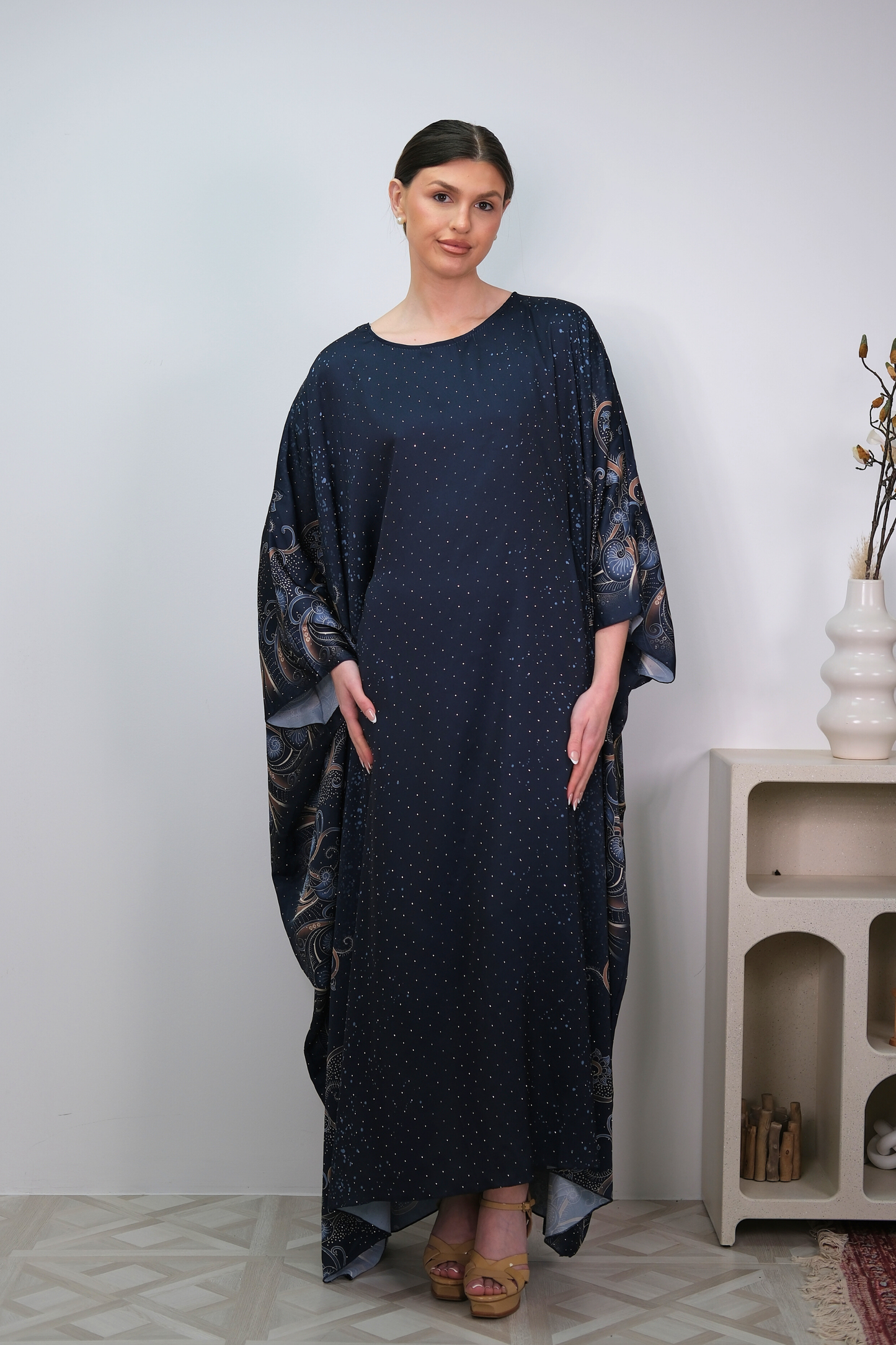 Raya Navy Printed Kaftan