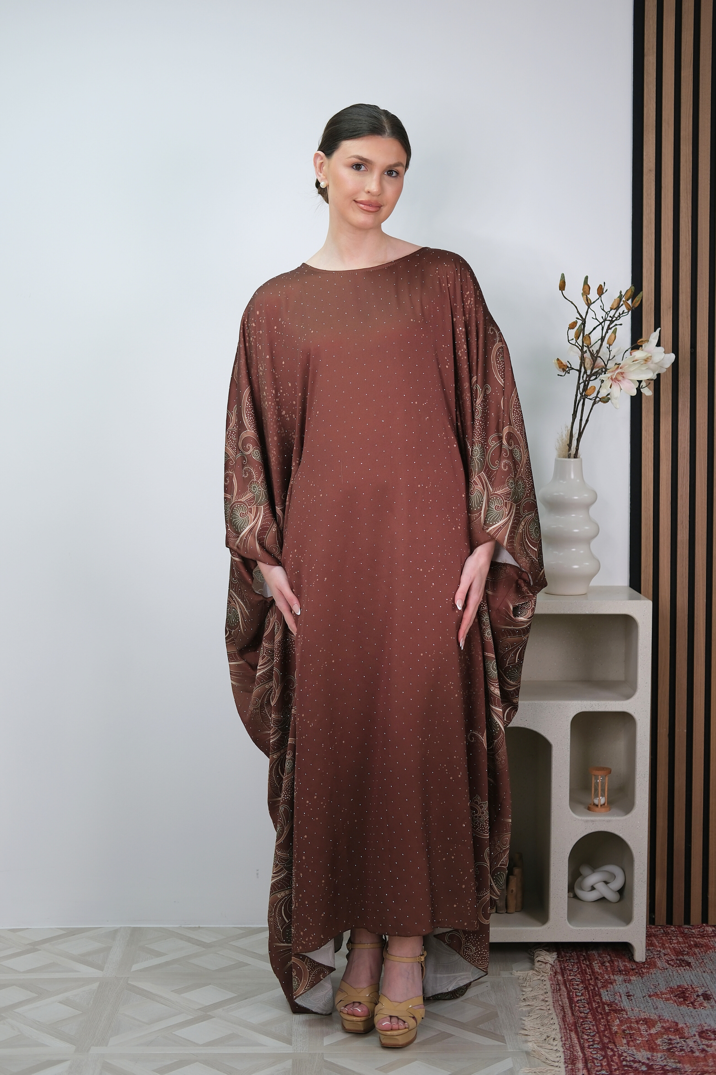 Raya Brown Printed Kaftan
