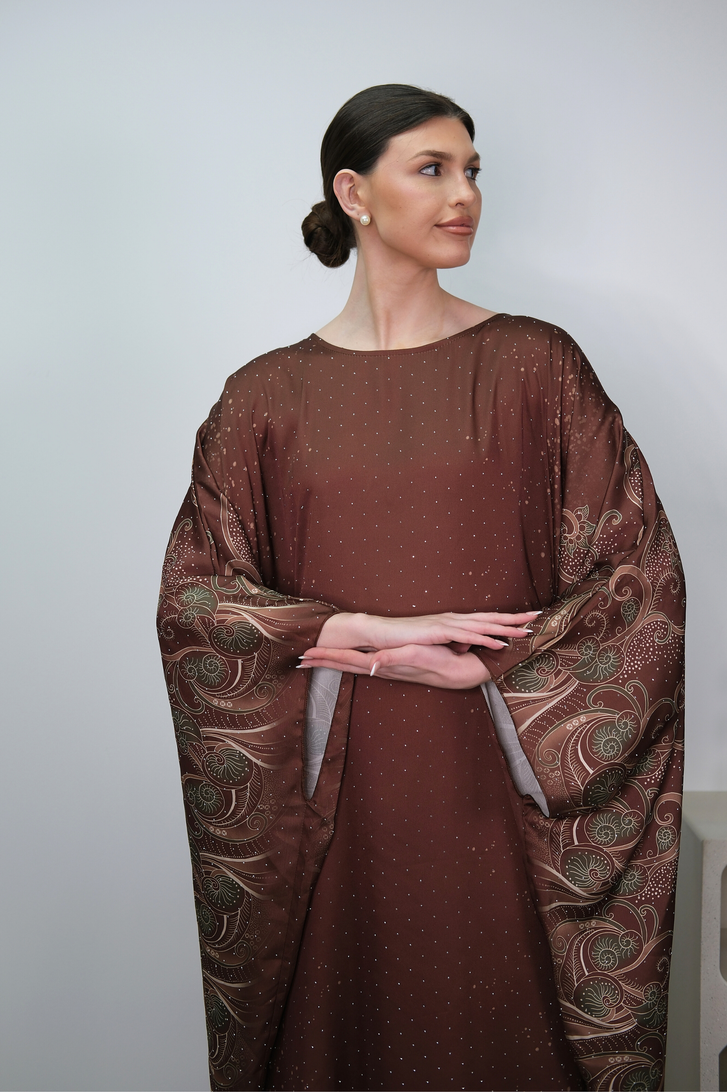 Raya Brown Printed Kaftan