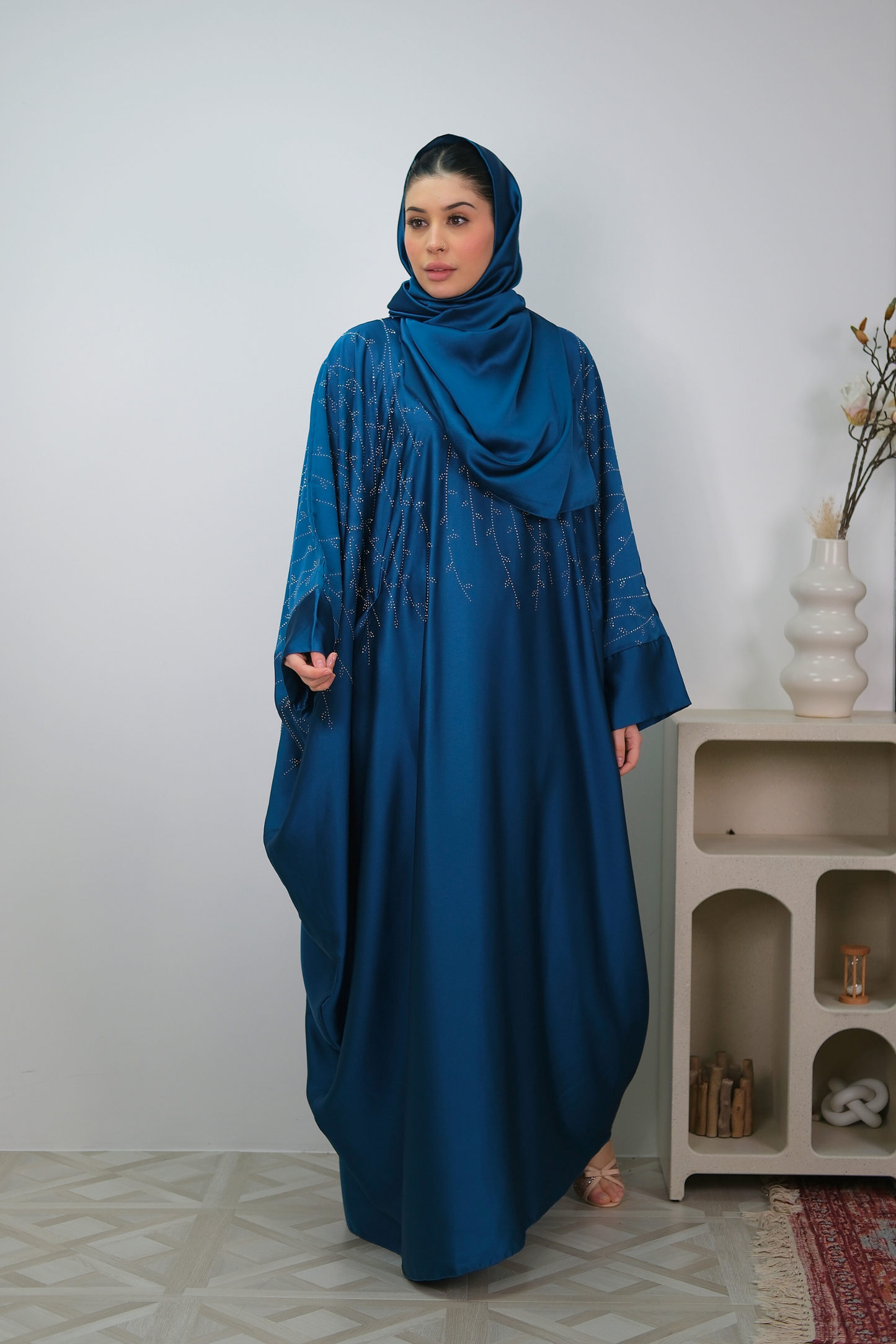 Noor Teal Shimmer Kaftan