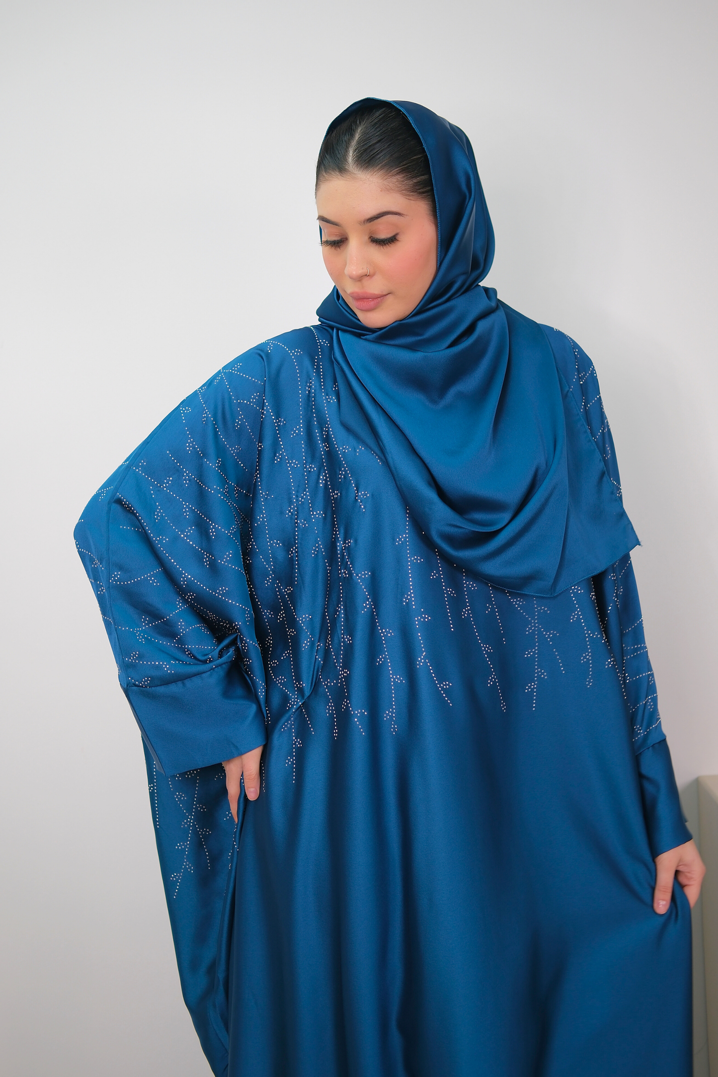 Noor Teal Shimmer Kaftan
