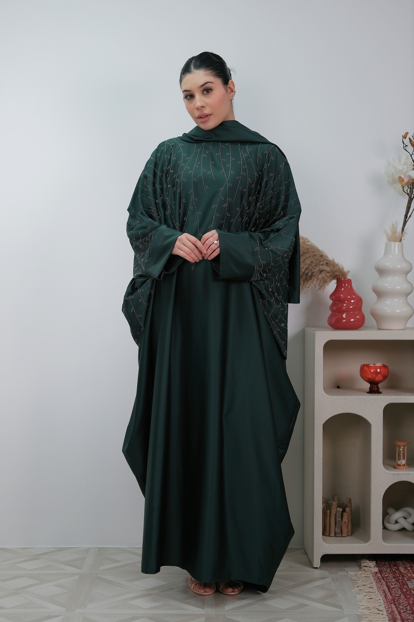 Noor Green Shimmer Kaftan