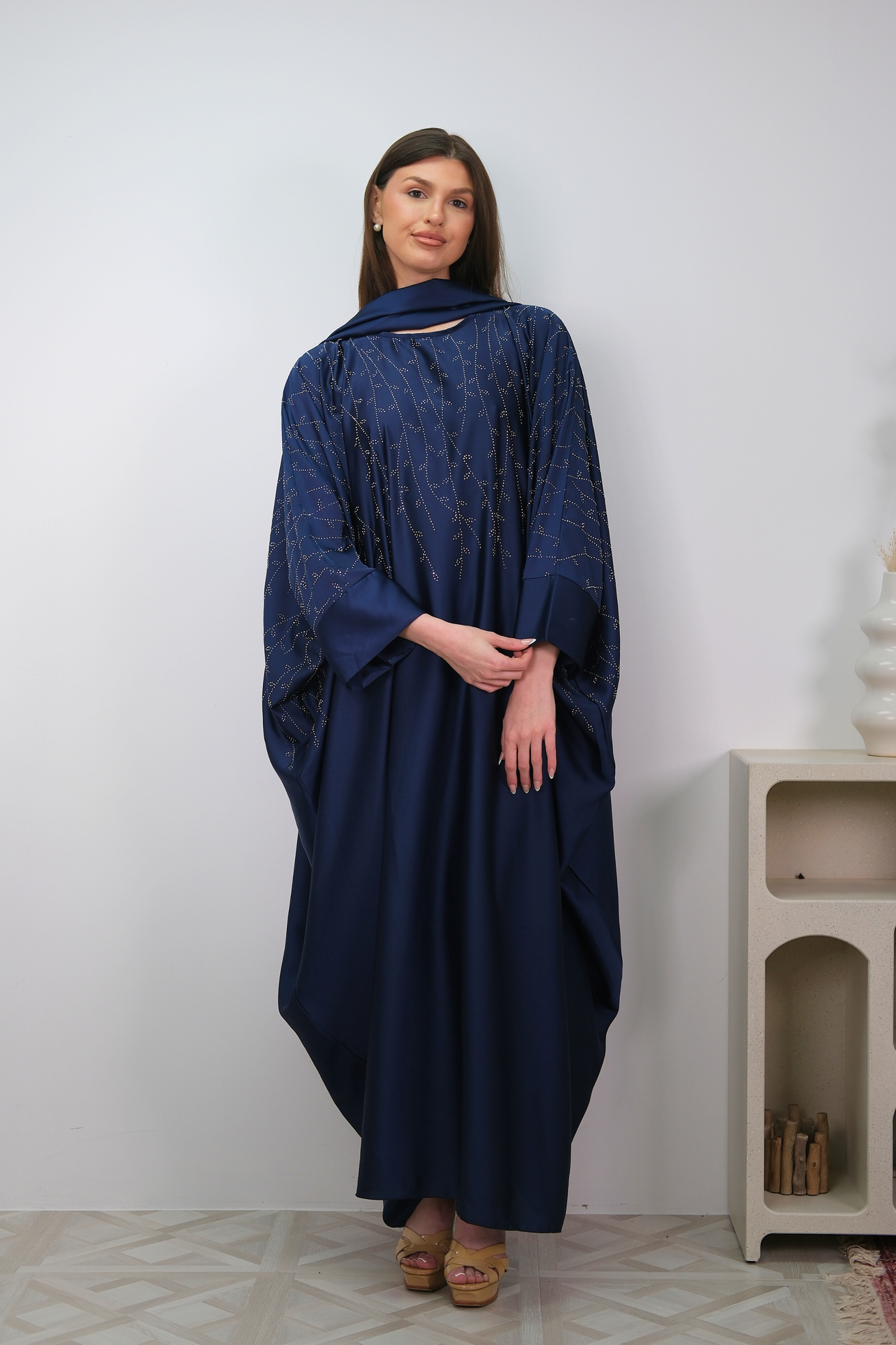 Noor Navy Shimmer Kaftan
