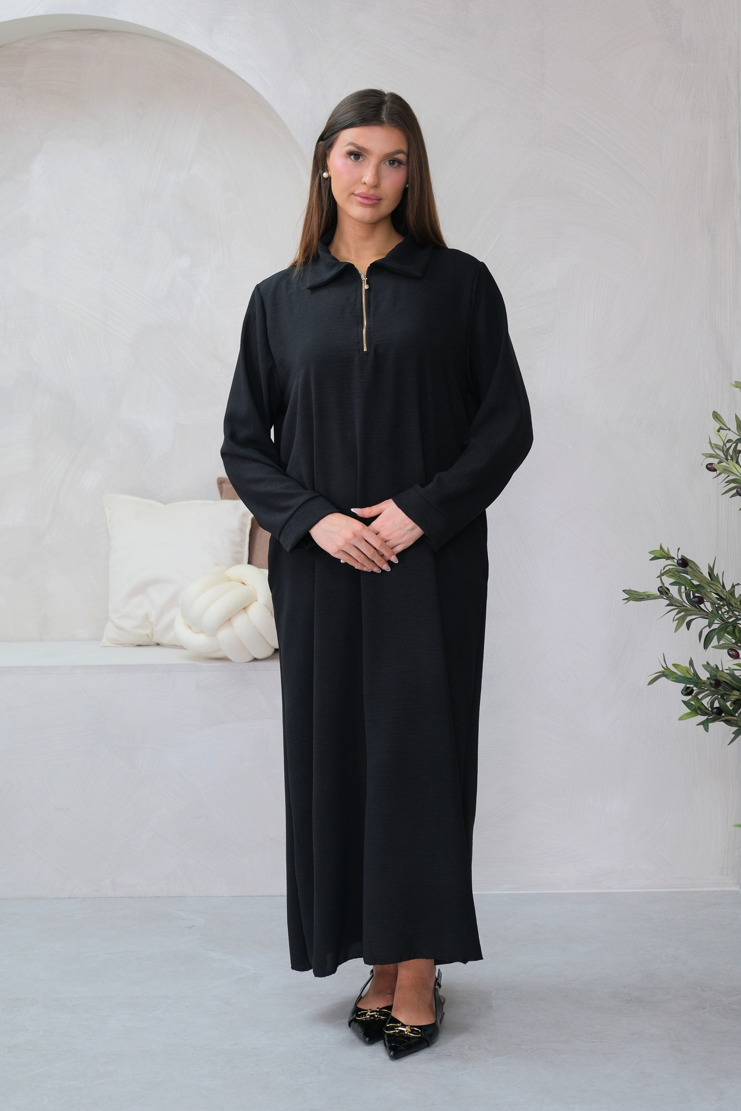 Aura Zip Black Dress