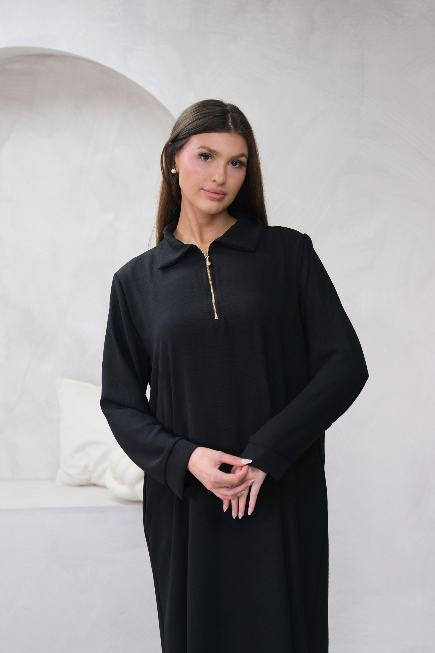 Aura Zip Black Dress