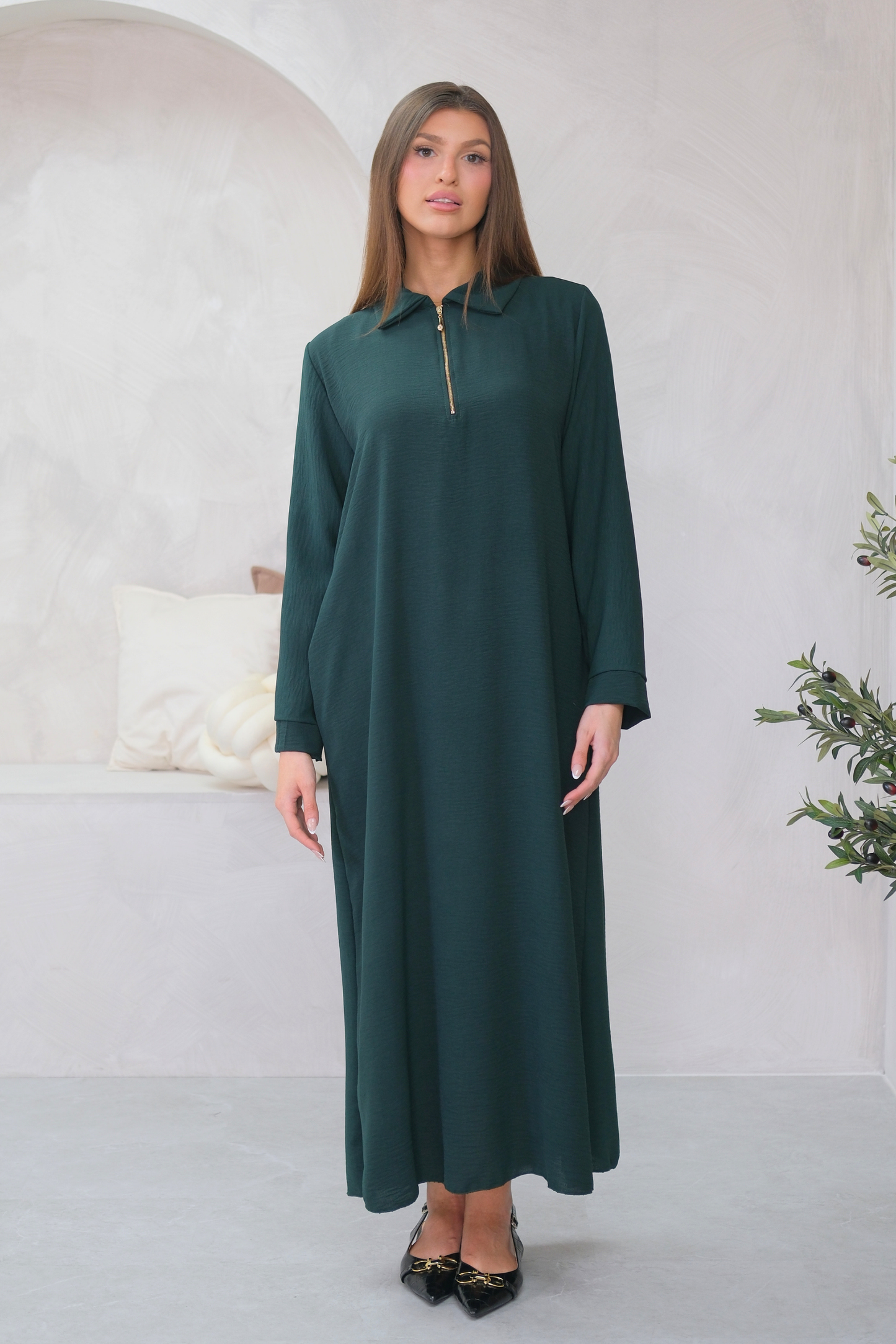 Aura Zip Green Dress