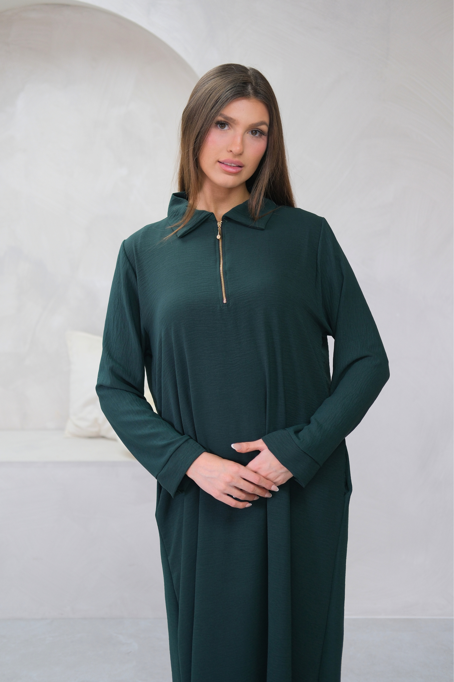 Aura Zip Green Dress