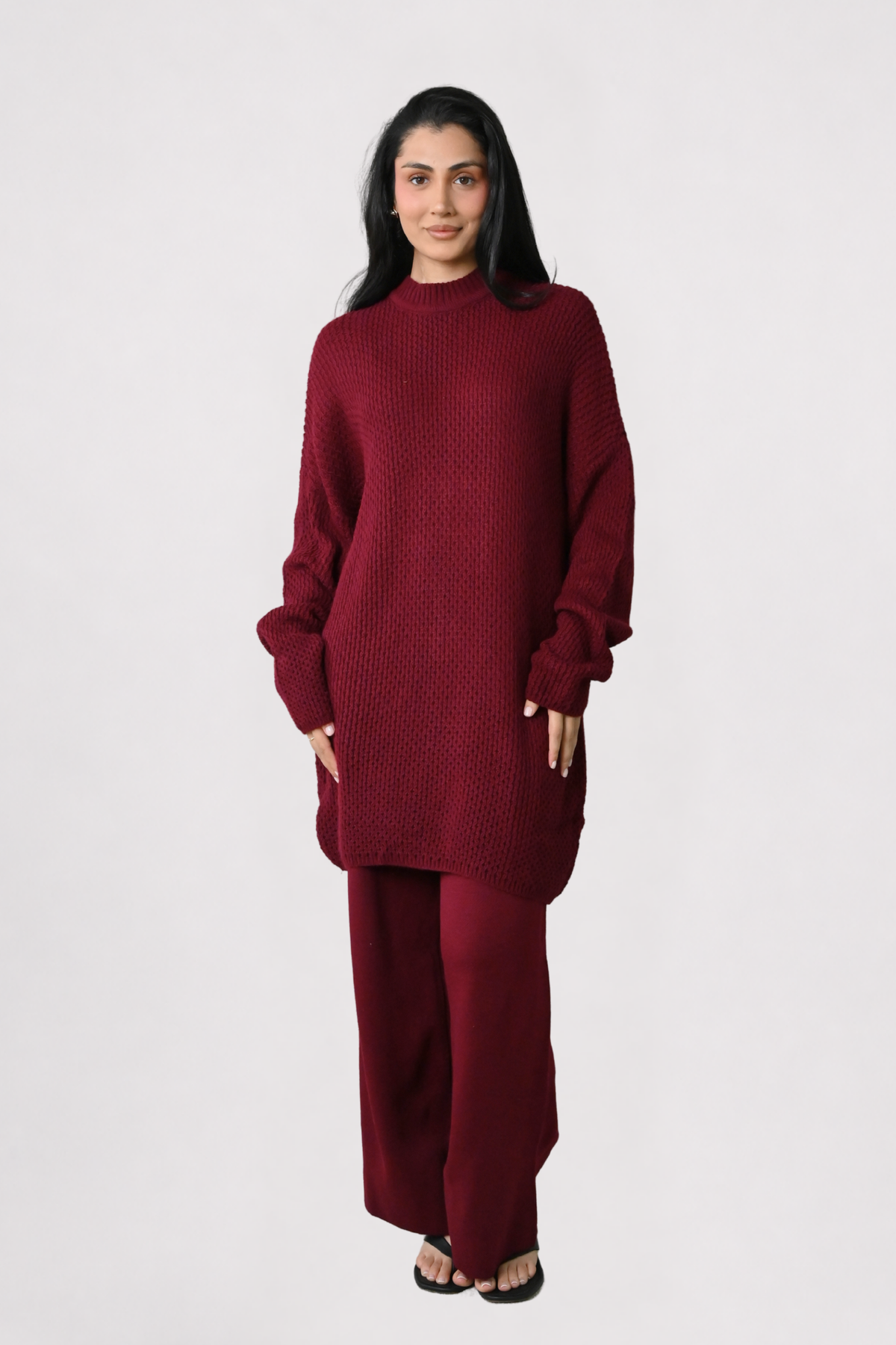Wine Textured Knit Co-Ord