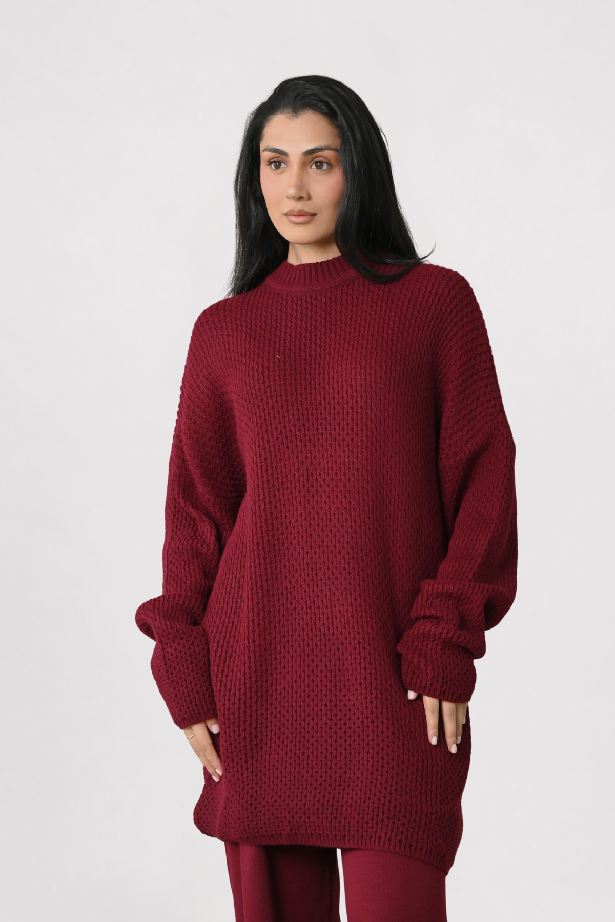 Wine Textured Knit Co-Ord