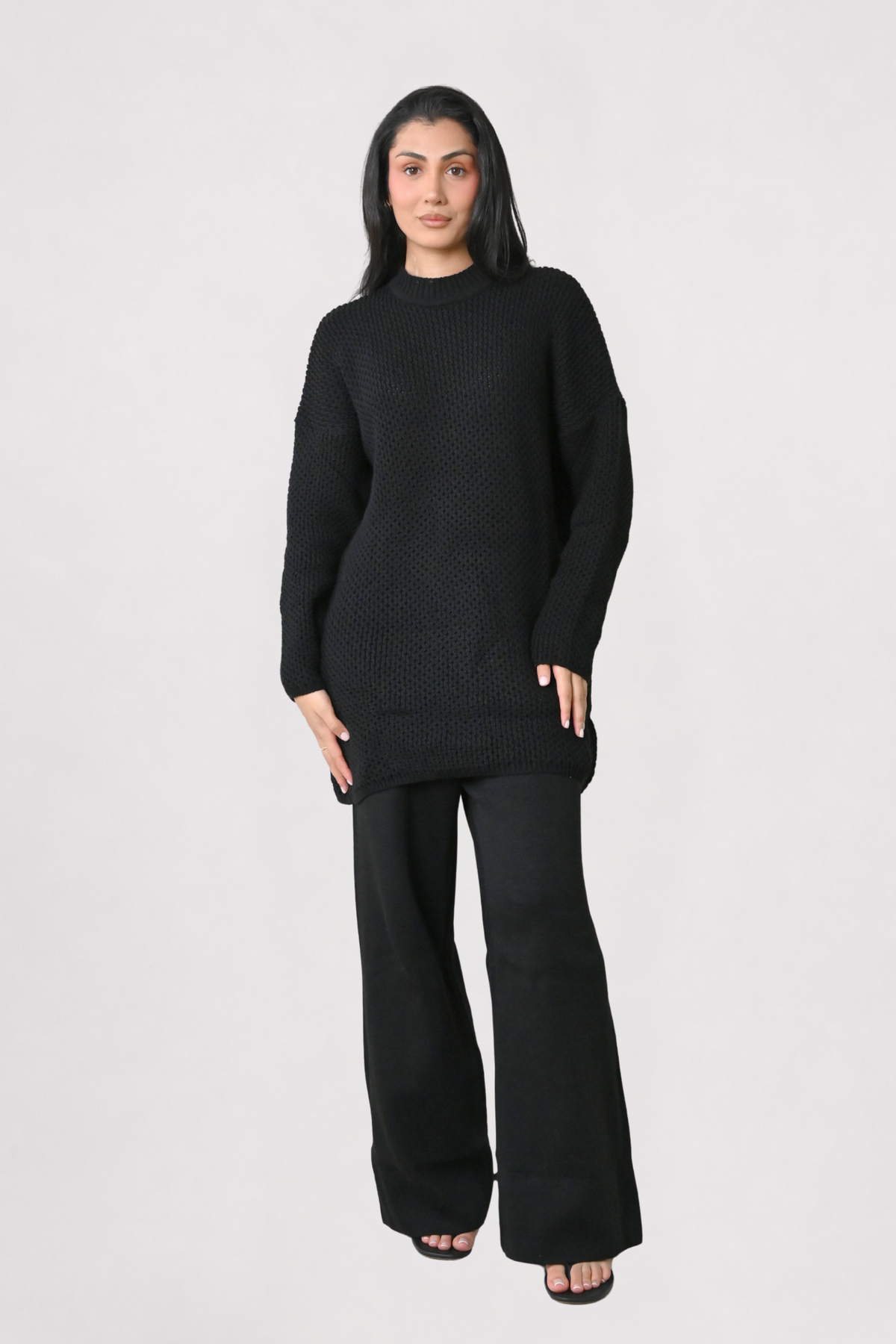Black Textured Knit Co-Ord