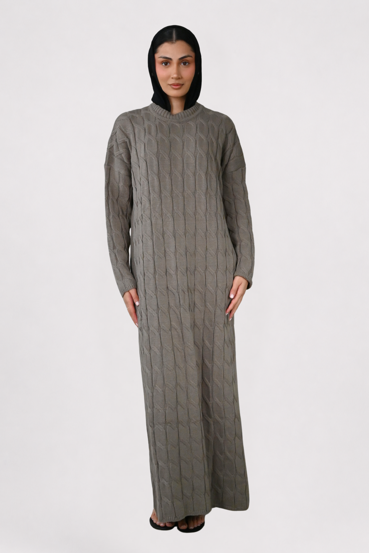 Mocha Cable Knit Dress