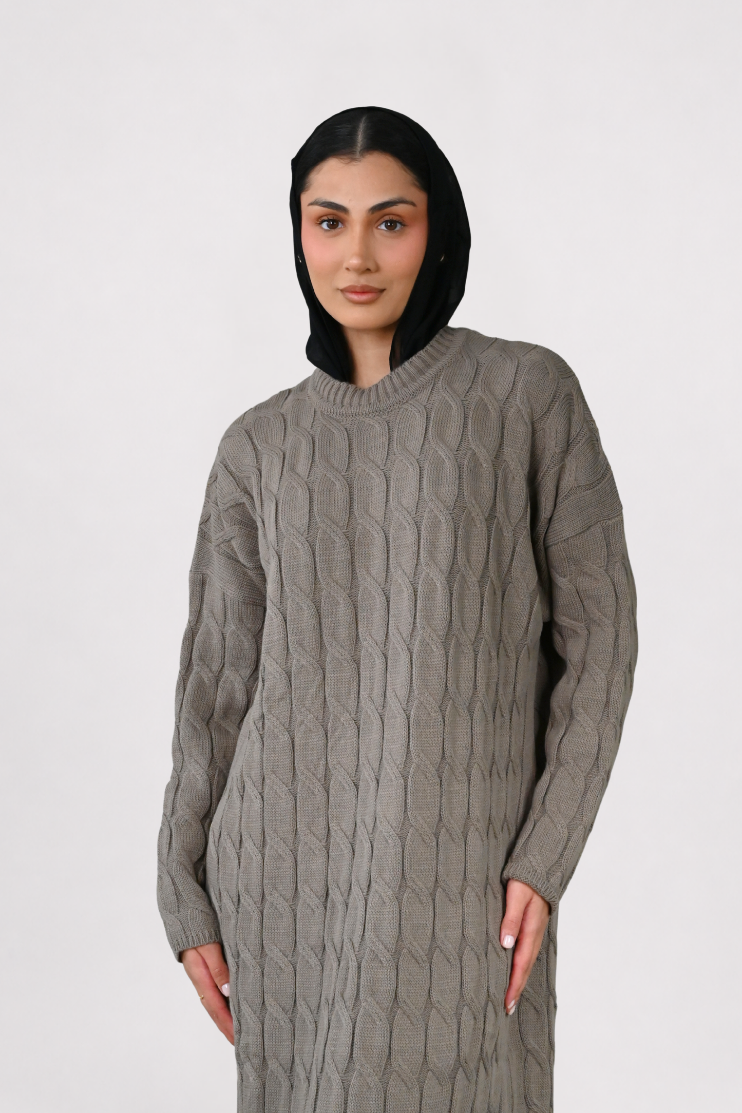 Mocha Cable Knit Dress