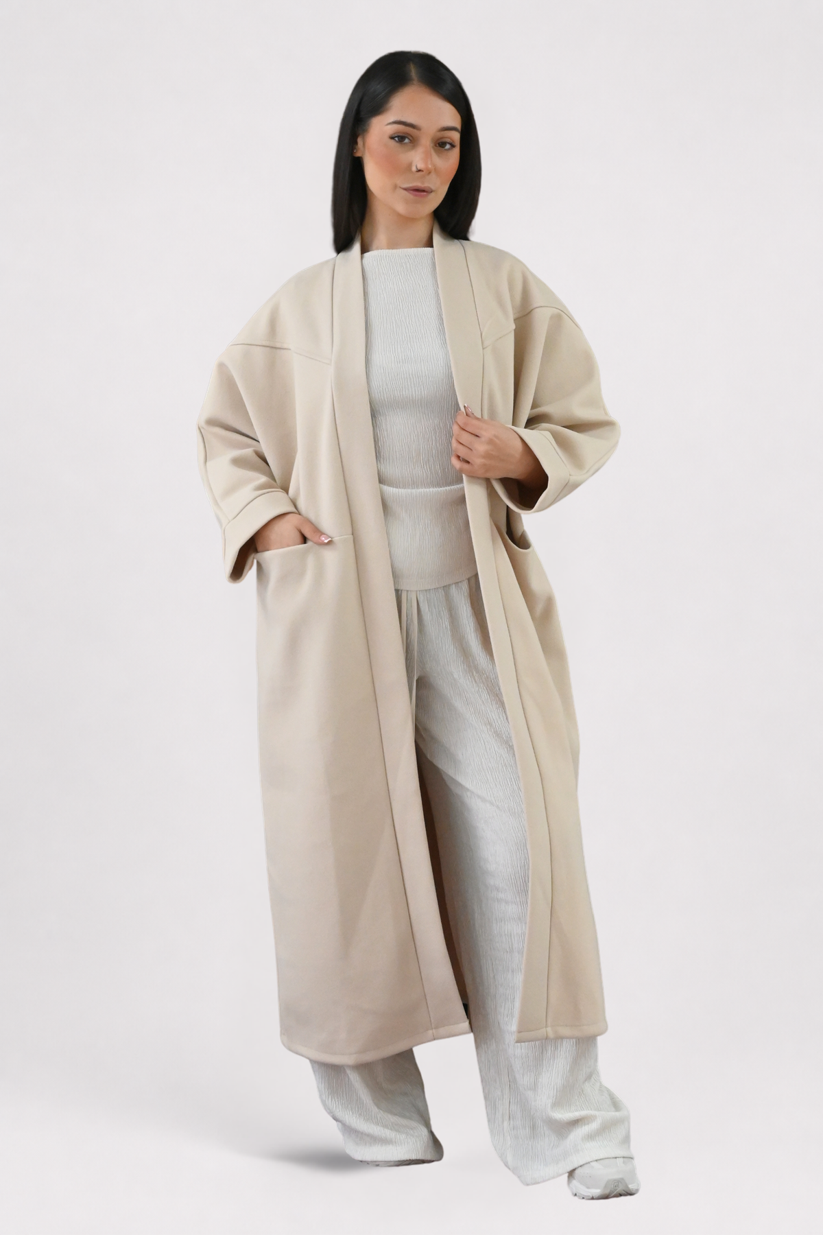 Beige Batwing Coat