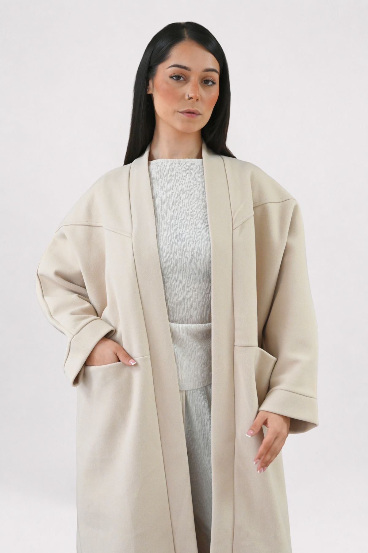Beige Batwing Coat