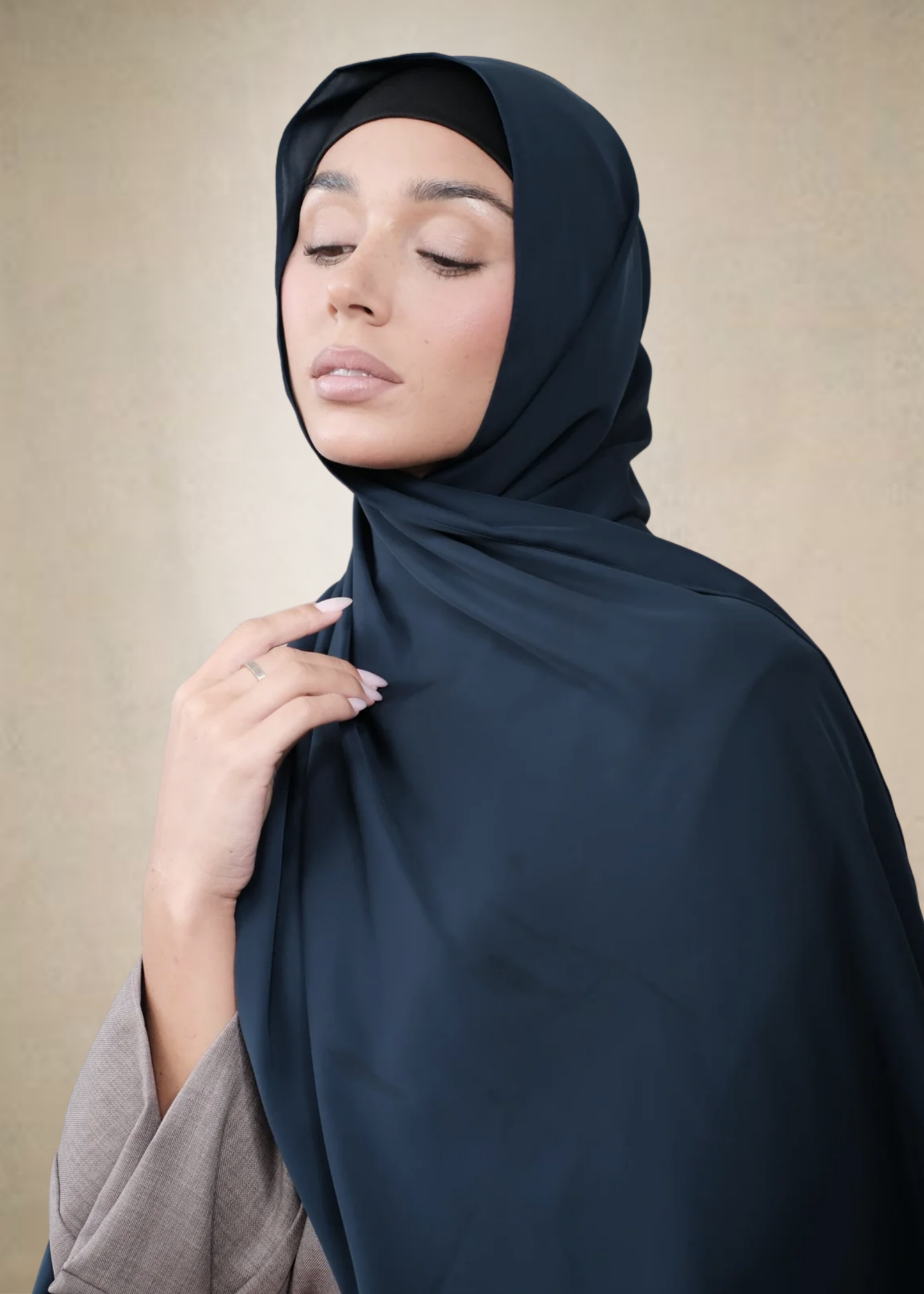 Navy Chiffon Silk Hijab
