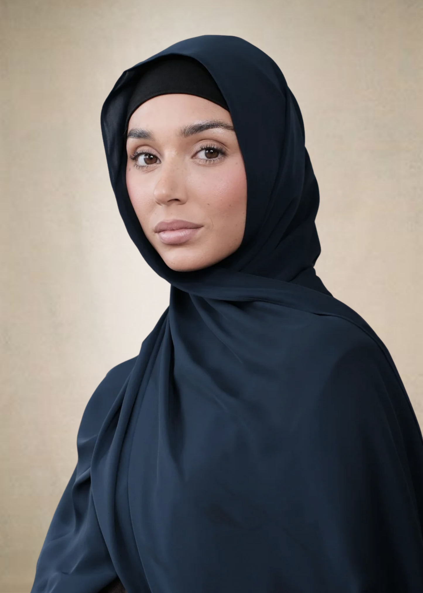 Navy Chiffon Silk Hijab