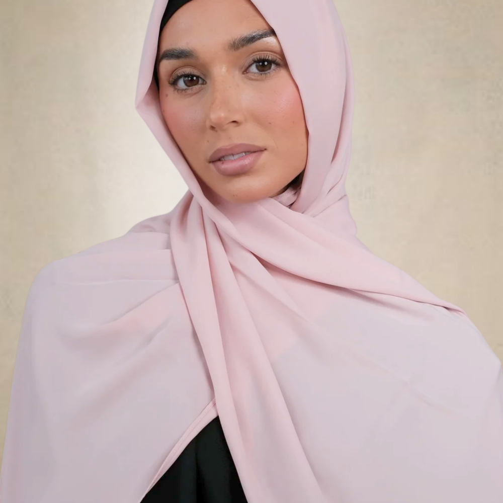 Pink Chiffon Silk Hijab