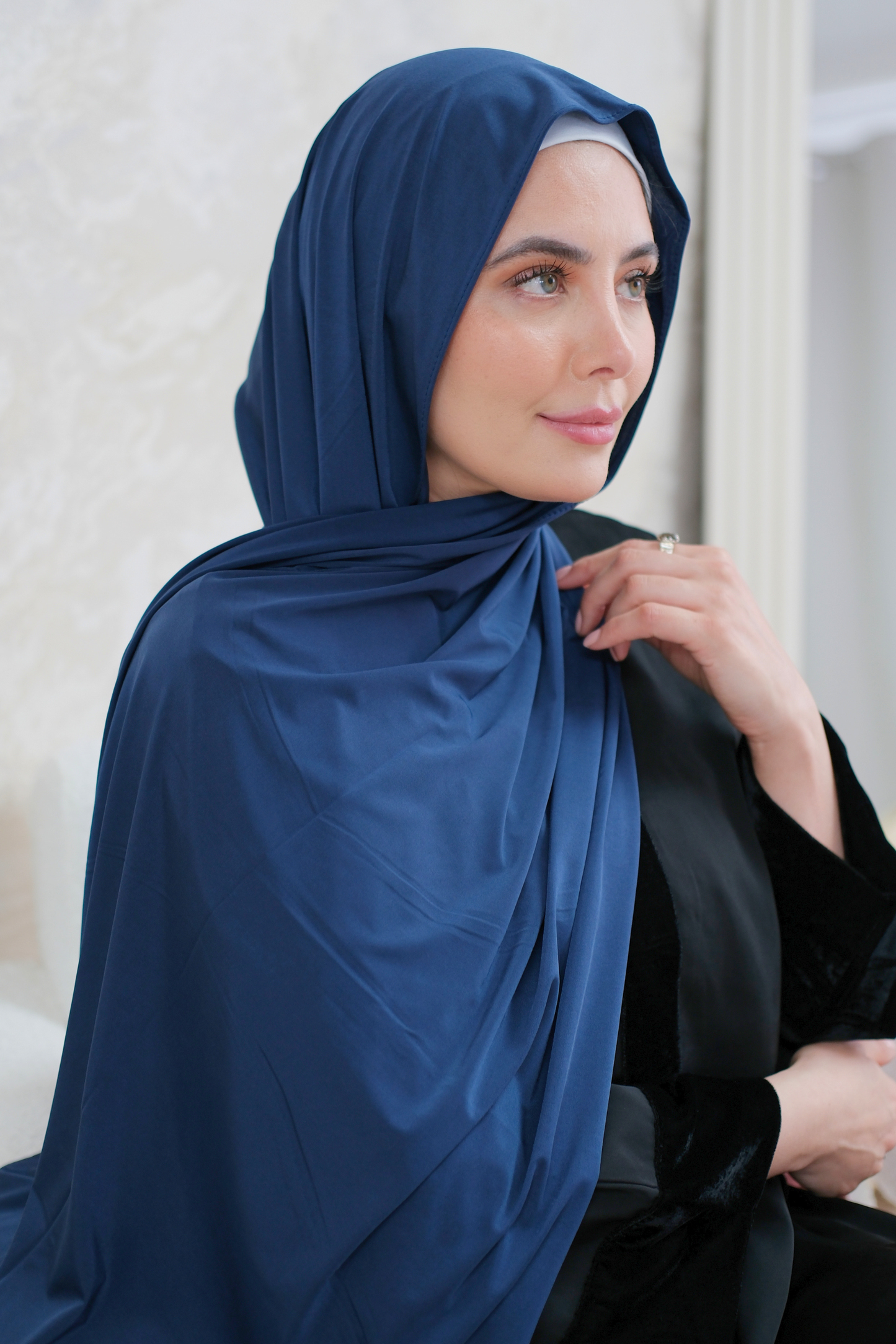 Navy Fluid Jersey Hijab