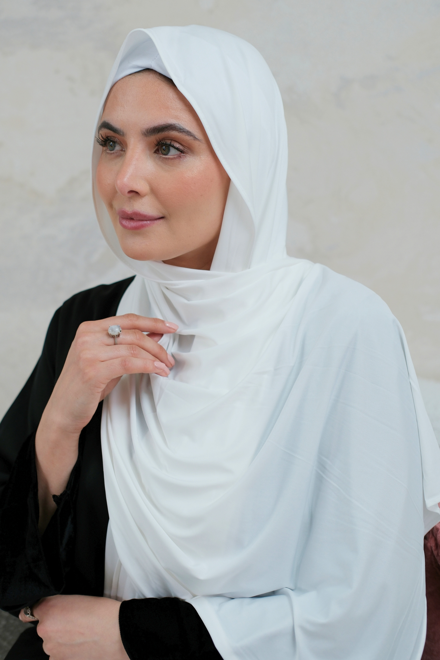 Off White Fluid Jersey Hijab