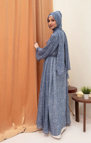 Blue Dust Open Abaya