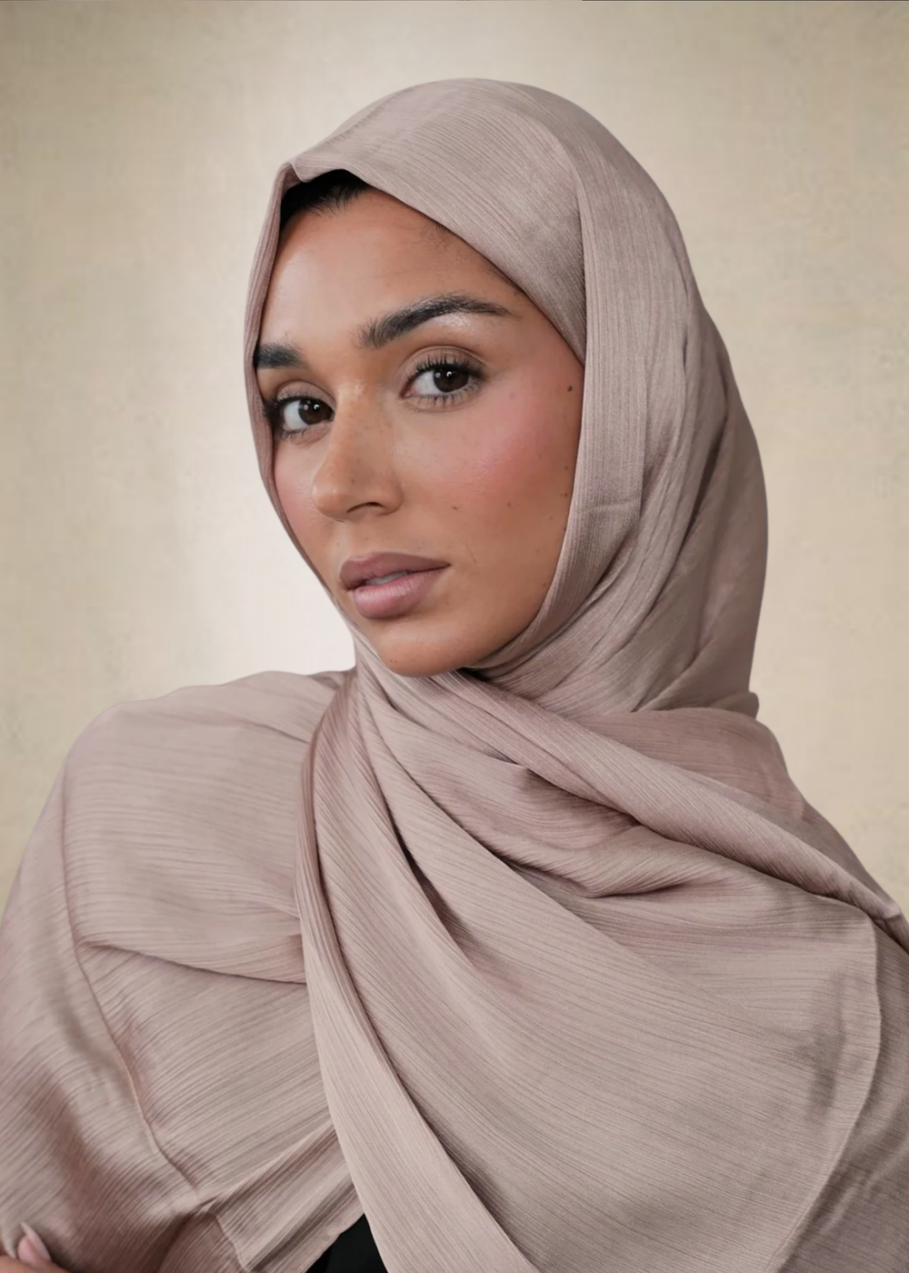 Beige Crinkle Silk Hijab