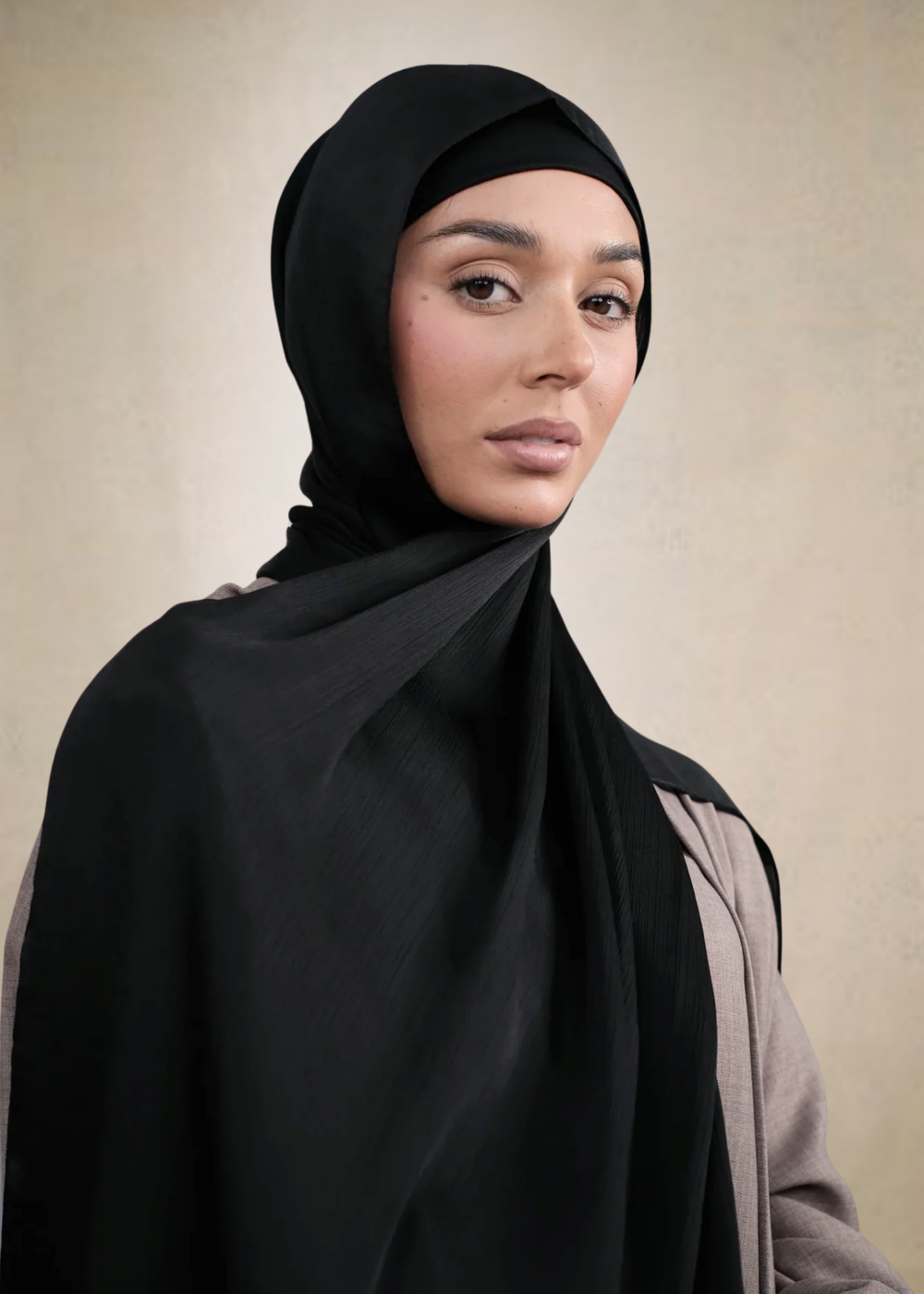Black Crinkle Silk Hijab