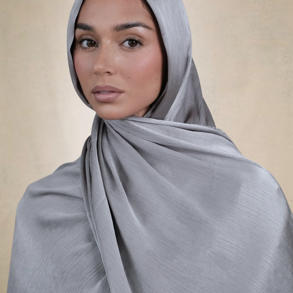 
                      
                        Grey Crinkle Silk Hijab
                      
                    