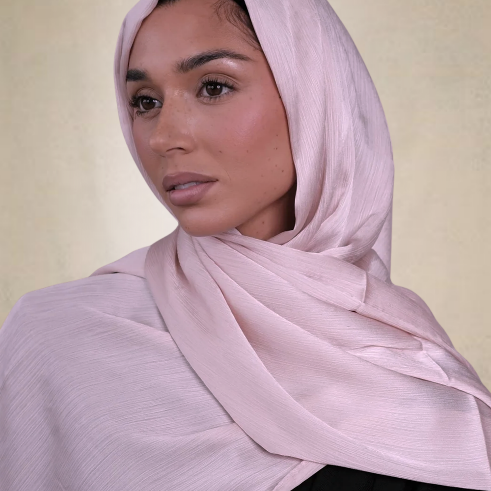 Light Pink Crinkle Silk Hijab