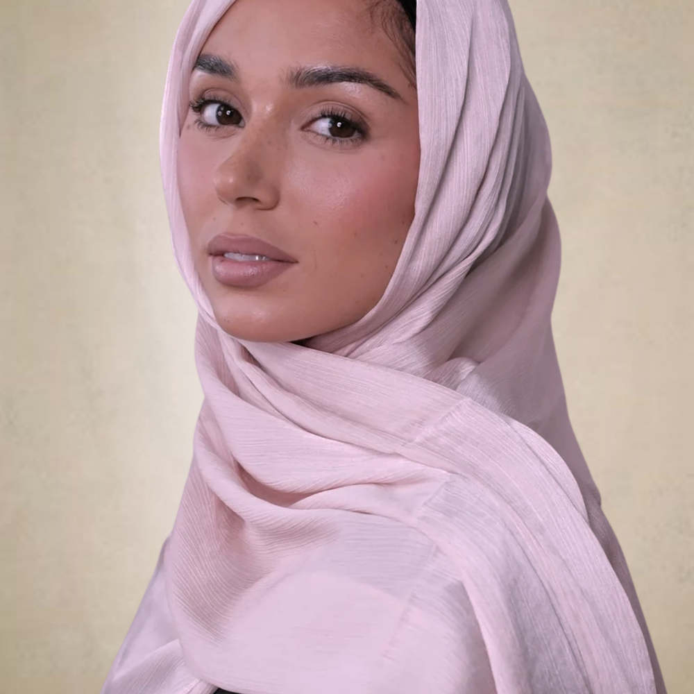 Light Pink Crinkle Silk Hijab