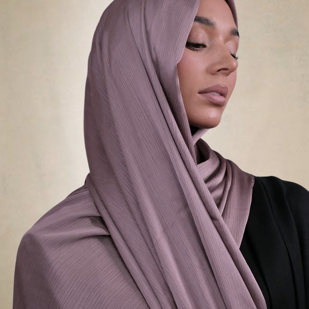 Mauve Crinkle Silk Hijab