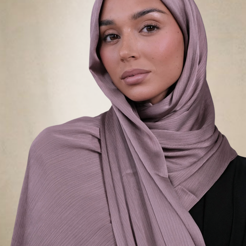 Mauve Crinkle Silk Hijab