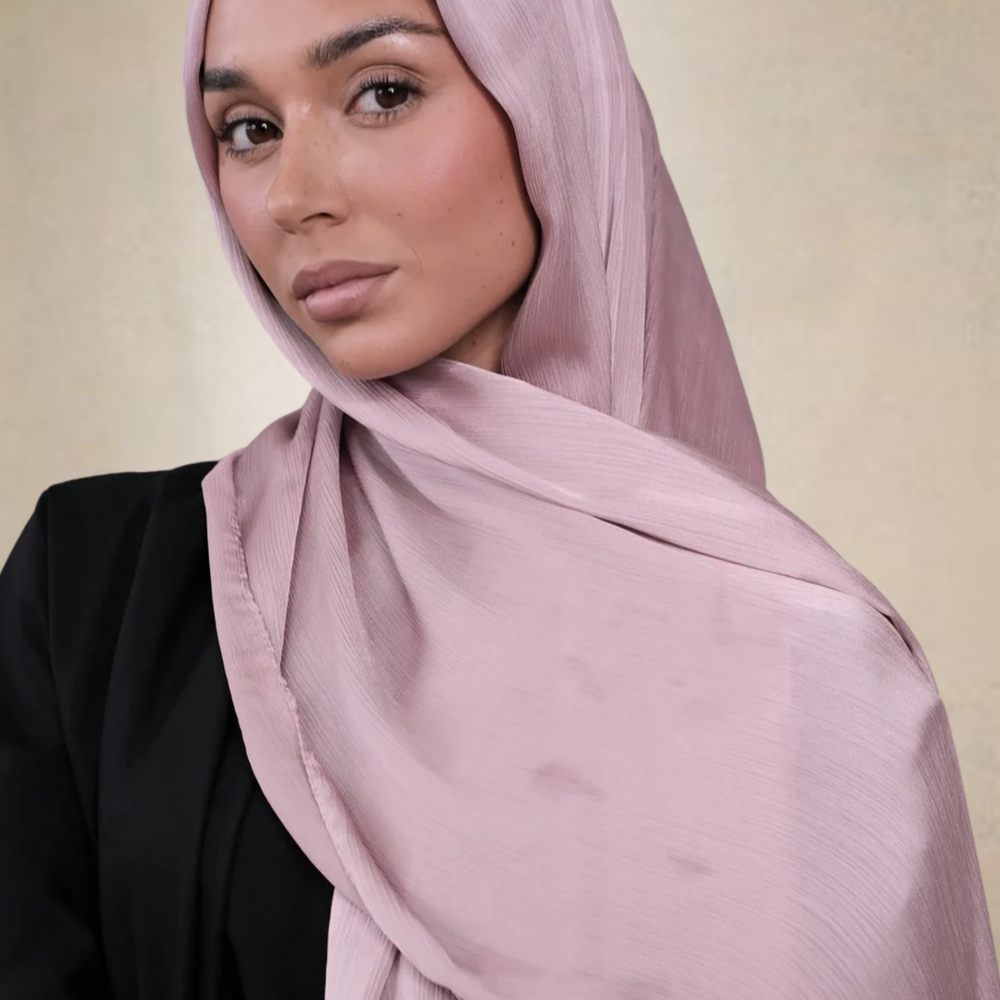 Pink Crinkle Silk Hijab