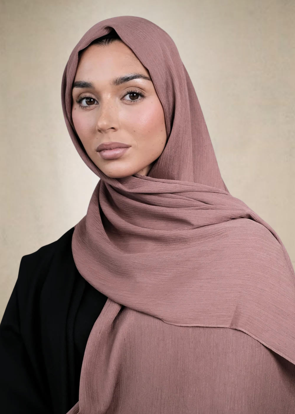 Rose Wood Crinkle Silk Hijab