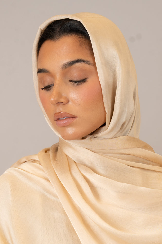 Beige Viscose Silk Hijab