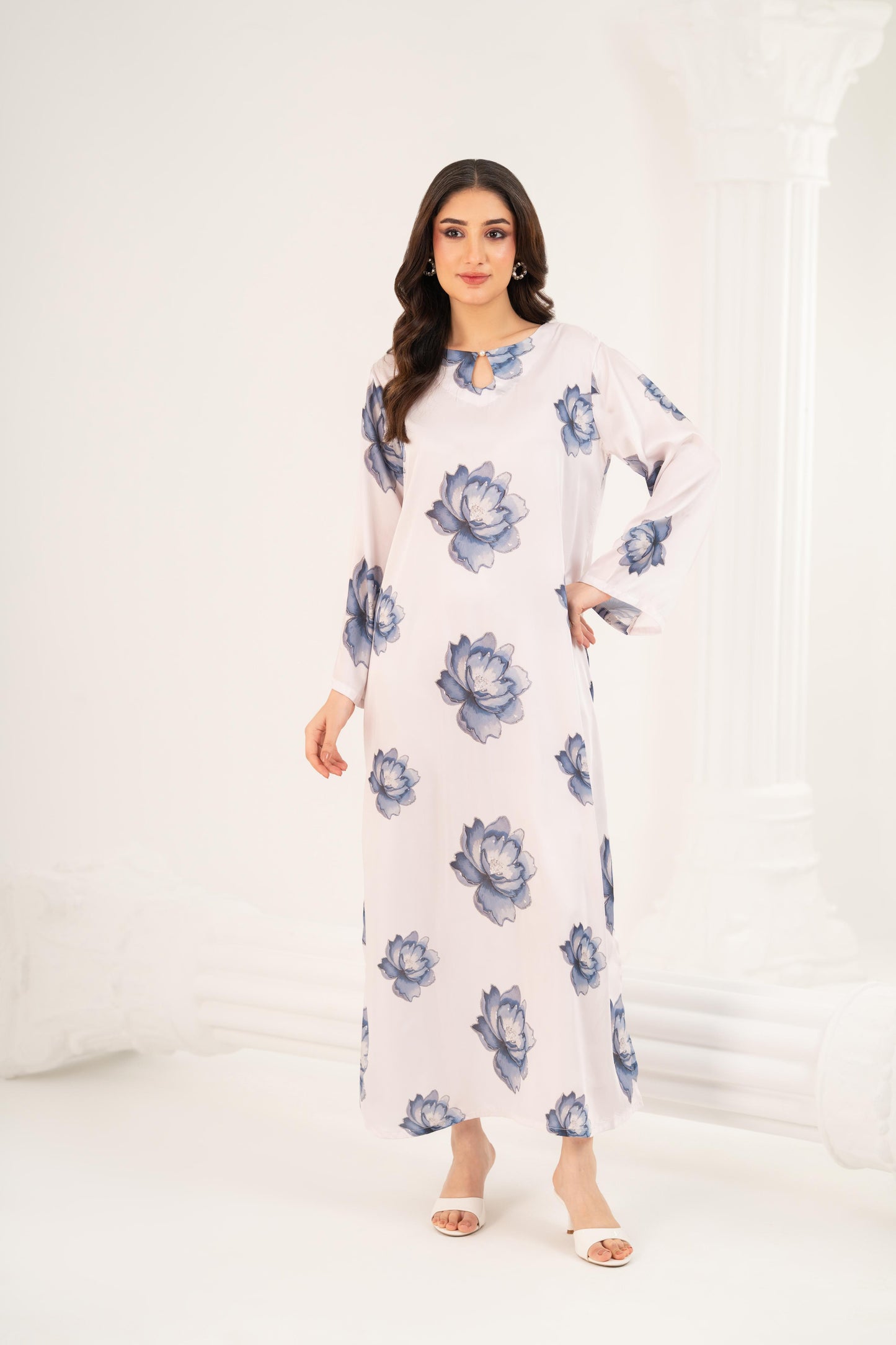 Azure Fleur Satin Dress