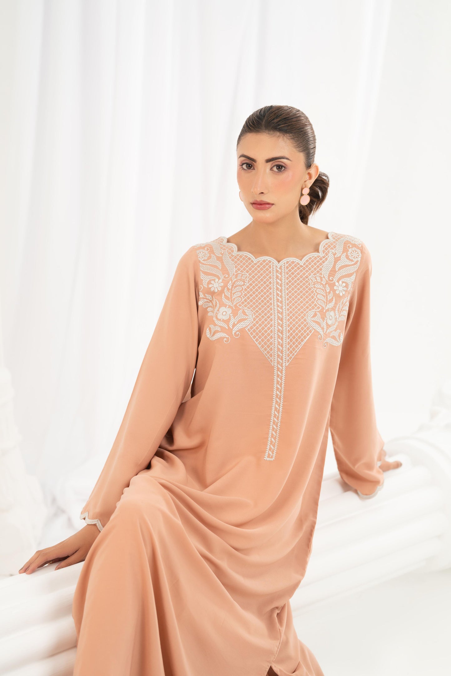 Peach Embroidered Dress