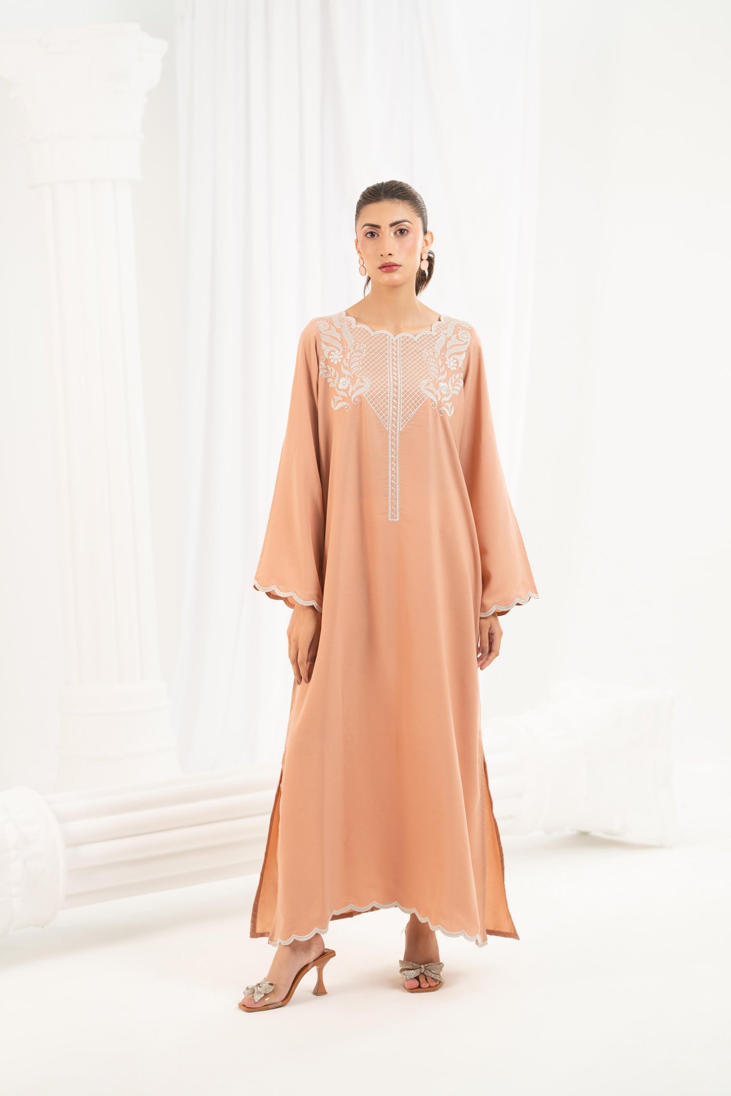 Peach Embroidered Dress