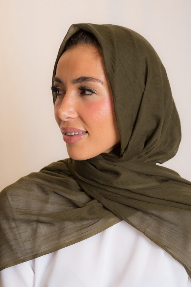 Olive Cotton Silk Hijab