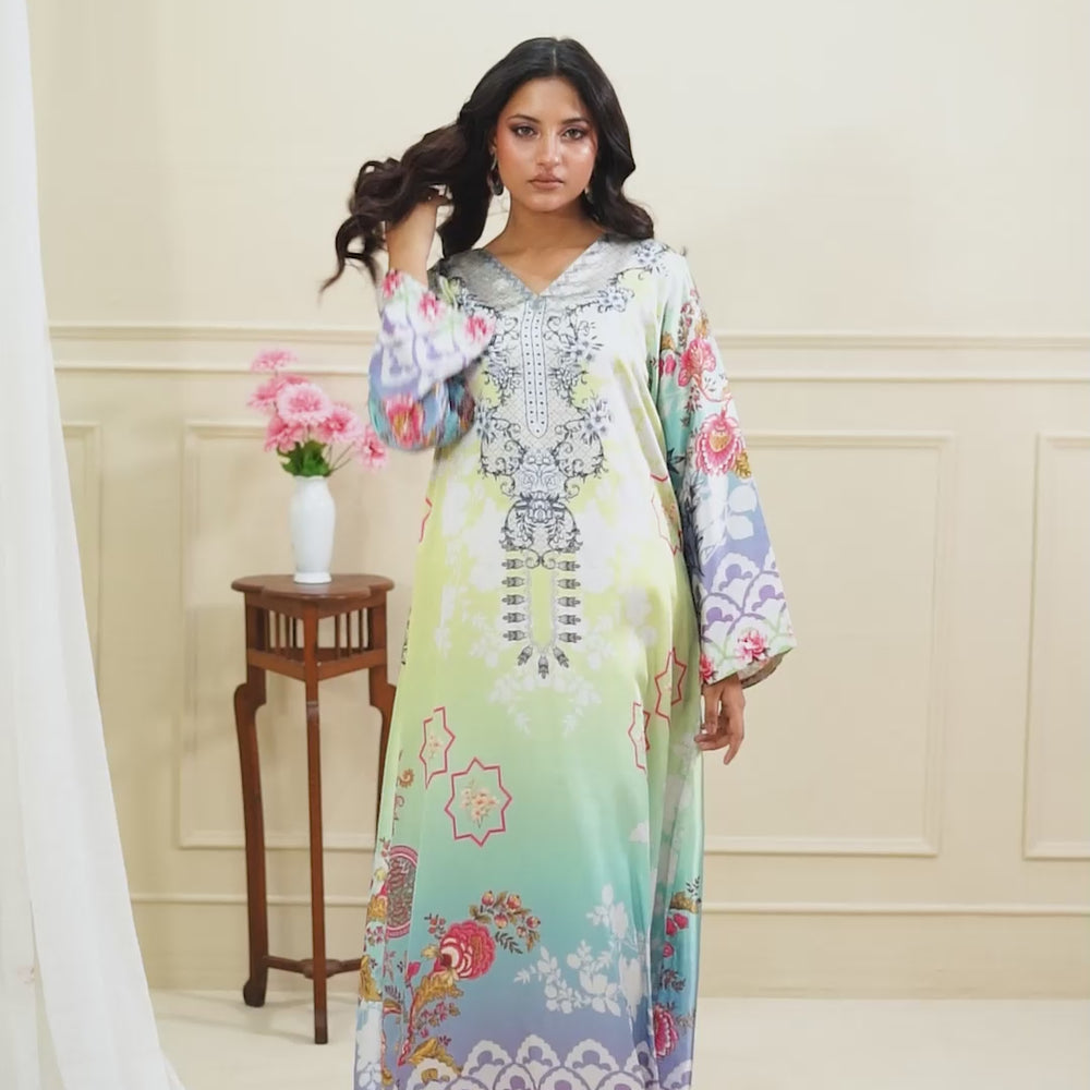 
                      
                        Load and play video in Gallery viewer, Raneem Luxe Printed Dress
                      
                    
