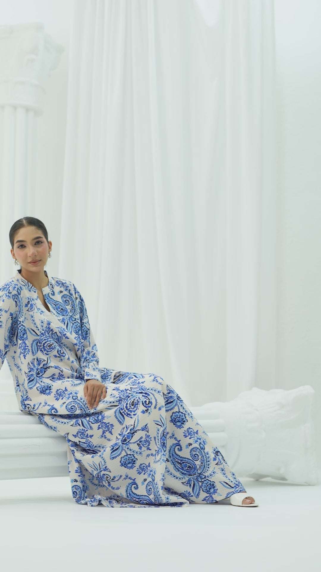 Blue Print Paisley Dress