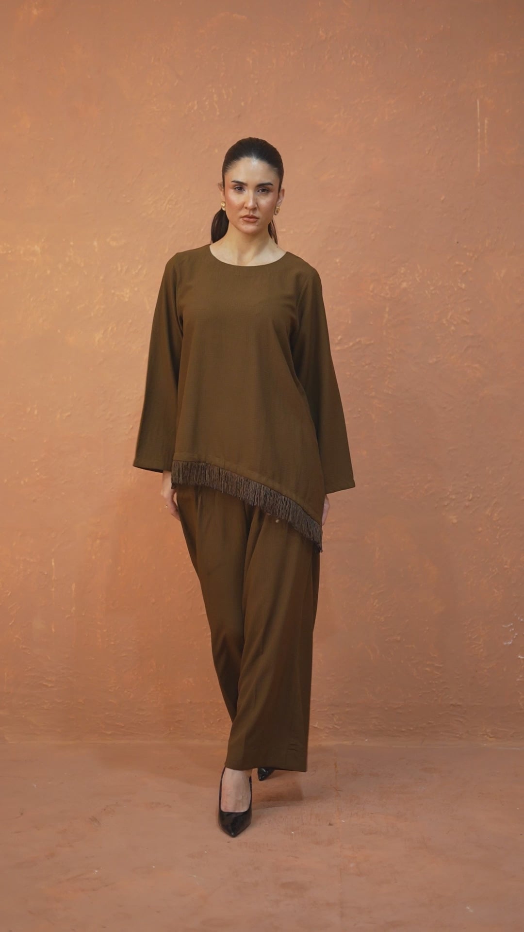 Textured Crepe Fringe Co-Ord