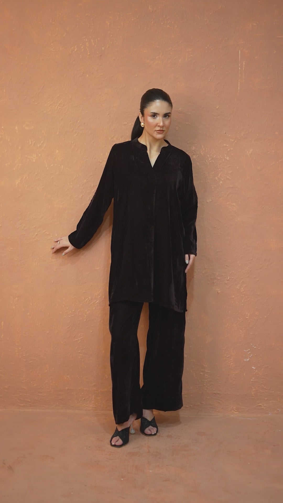Dark Brown Velvet Co-Ord