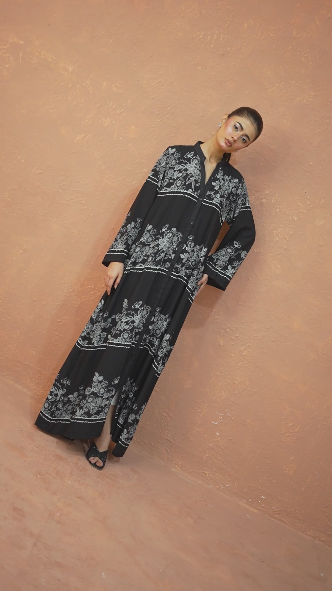 Black Floral Print Dress