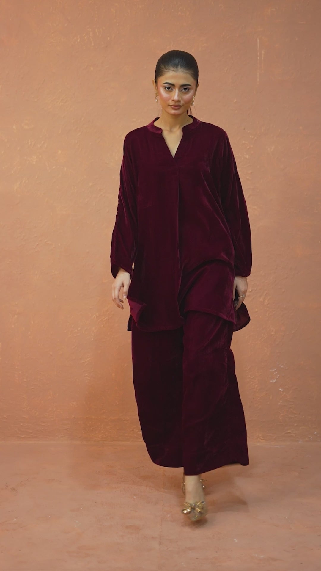 Dark Burgundy Velvet Co-Ord