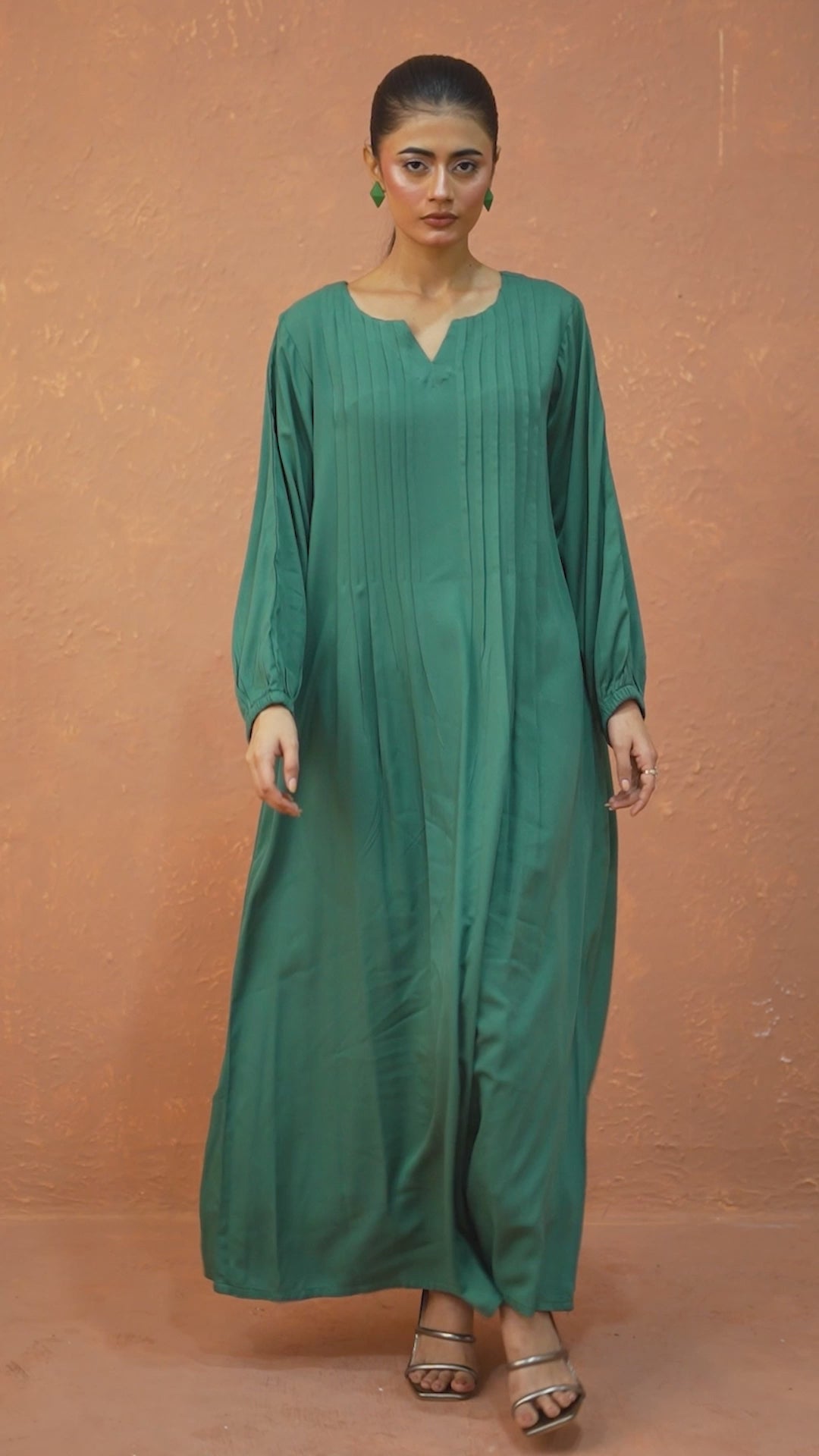 Teal Pleated Dress