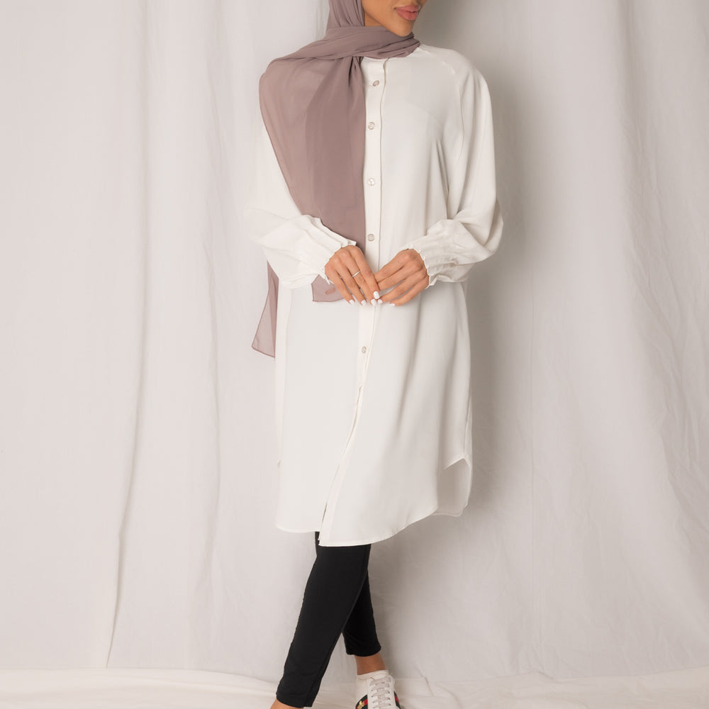 
                      
                        White Buttoned Down Shirt Dress
                      
                    